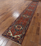 Heriz Serapi Hand Knotted Wool Runner Rug - 2' 6" X 19' 10" - Golden Nile