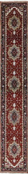 Heriz Serapi Hand Knotted Wool Runner Rug - 2' 7" X 15' 10" - Golden Nile