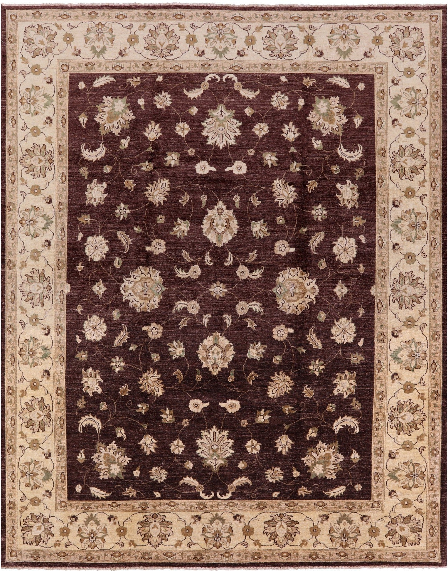 Brown Peshawar Handmade Wool Rug - 8' 3" X 10' 3" - Golden Nile