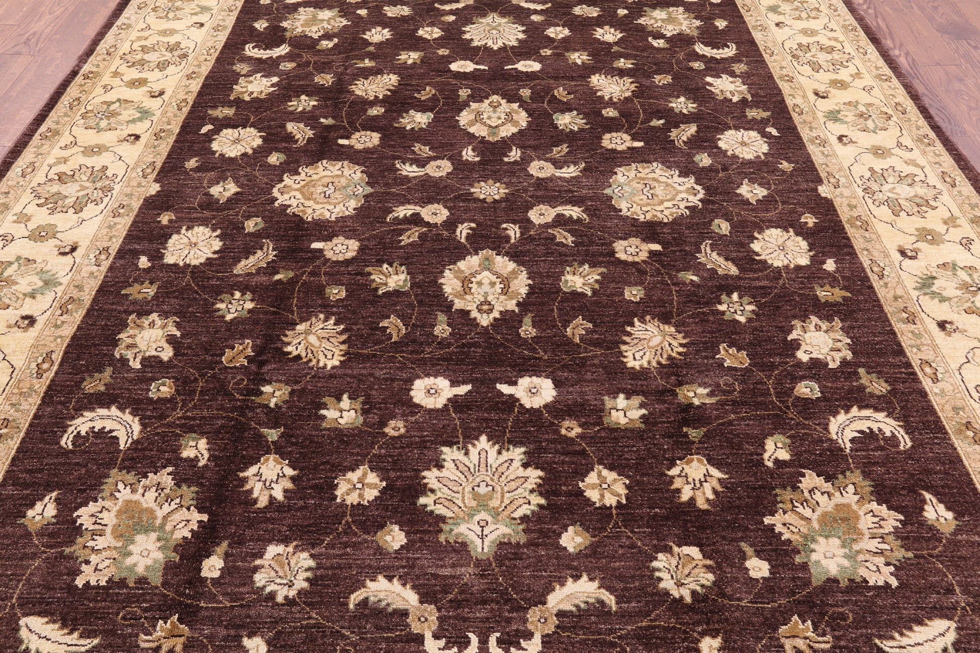 Brown Peshawar Handmade Wool Rug - 8' 3" X 10' 3" - Golden Nile