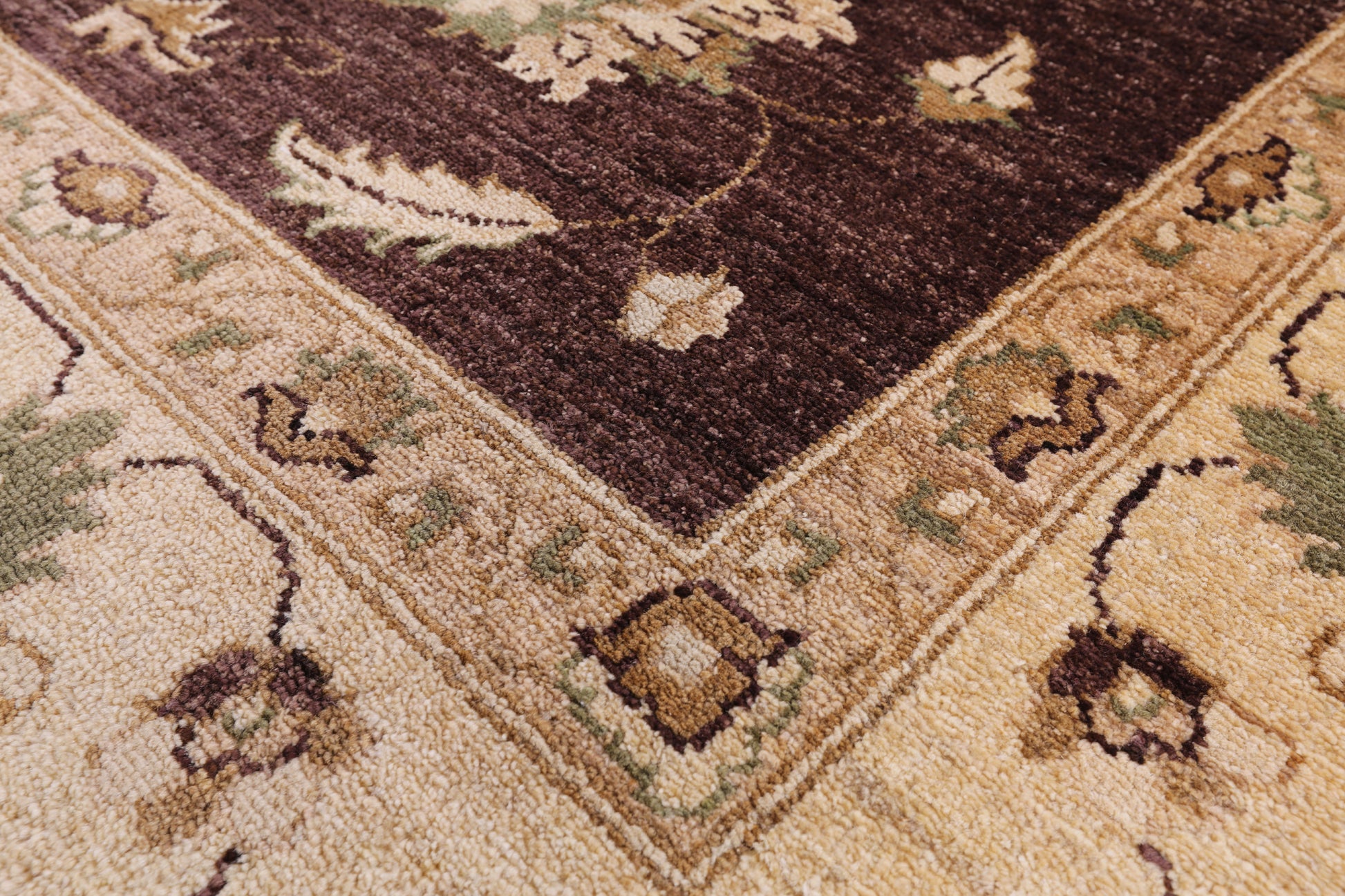 Brown Peshawar Handmade Wool Rug - 8' 3" X 10' 3" - Golden Nile