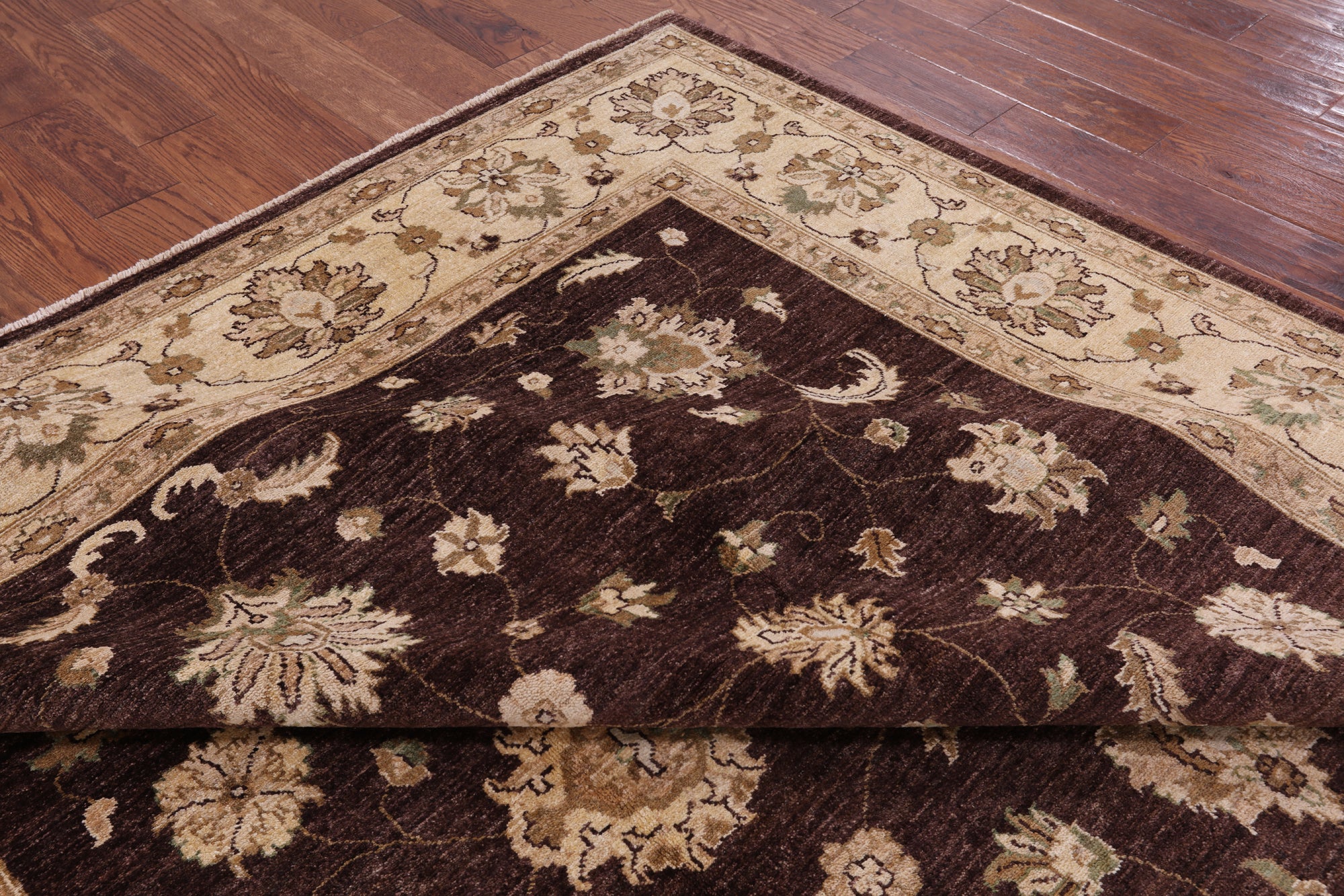 Brown Peshawar Handmade Wool Rug - 8' 3" X 10' 3" - Golden Nile