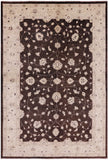 Brown Chobi Peshawar Handmade Wool Area Rug - 6' 0" X 8' 10" - Golden Nile