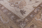 Ivory Peshawar Hand Knotted Rug - 8' 3" X 9' 10" - Golden Nile