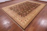 Brown Peshawar Handmade Wool Rug - 10' 0" x 13' 8" - Golden Nile