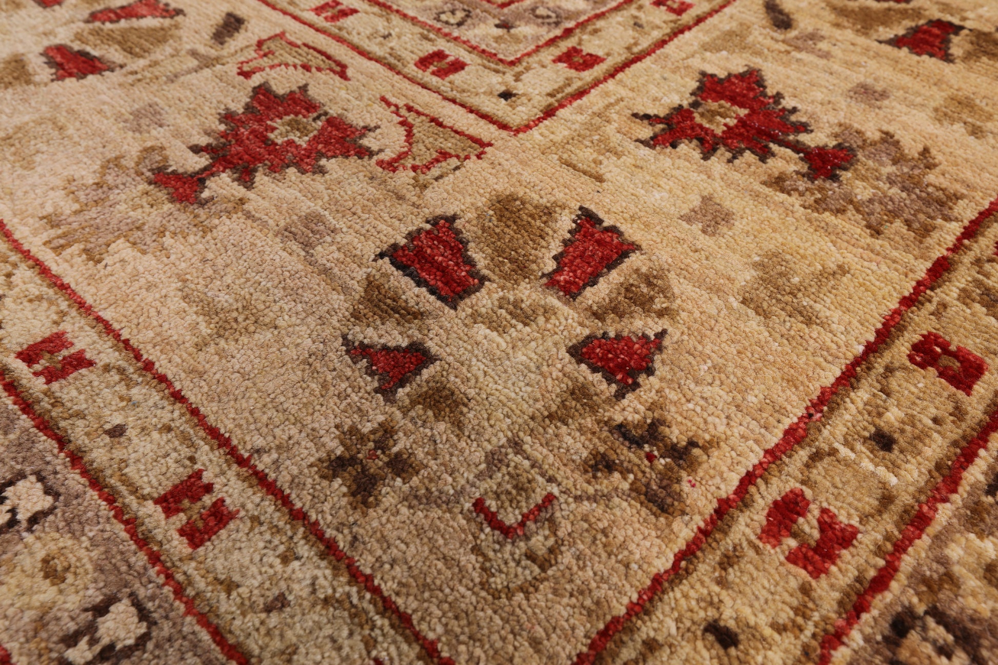 Brown Peshawar Handmade Wool Rug - 10' 0" x 13' 8" - Golden Nile