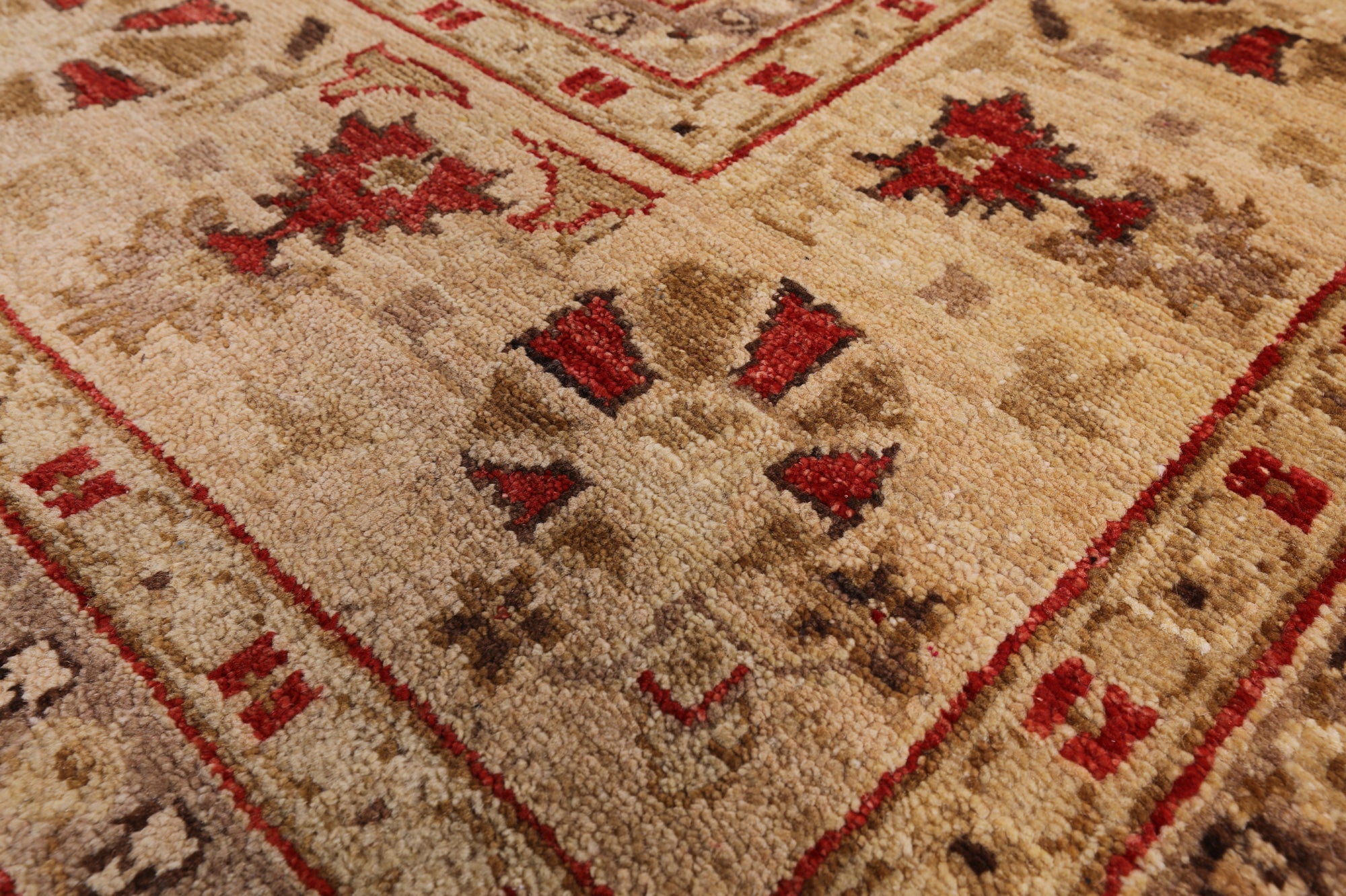 Brown Peshawar Handmade Wool Rug - 10' 0" x 13' 8" - Golden Nile