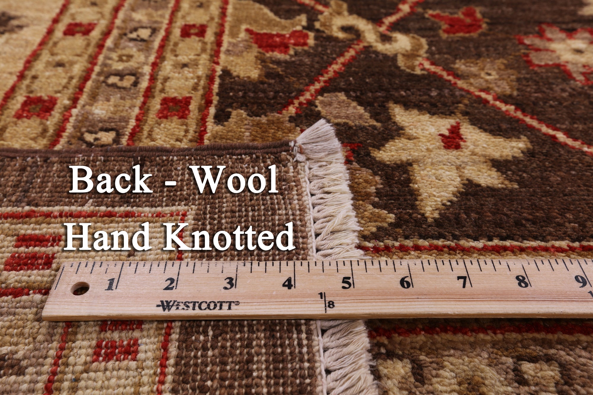 Brown Peshawar Handmade Wool Rug - 10' 0" x 13' 8" - Golden Nile