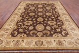 Brown Chobi Peshawar Hand Knotted Wool Rug - 7' 10" x 9' 6" - Golden Nile