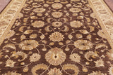 Brown Chobi Peshawar Hand Knotted Wool Rug - 7' 10" x 9' 6" - Golden Nile