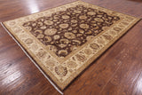 Brown Chobi Peshawar Hand Knotted Wool Rug - 7' 10" x 9' 6" - Golden Nile