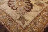 Brown Chobi Peshawar Hand Knotted Wool Rug - 7' 10" x 9' 6" - Golden Nile