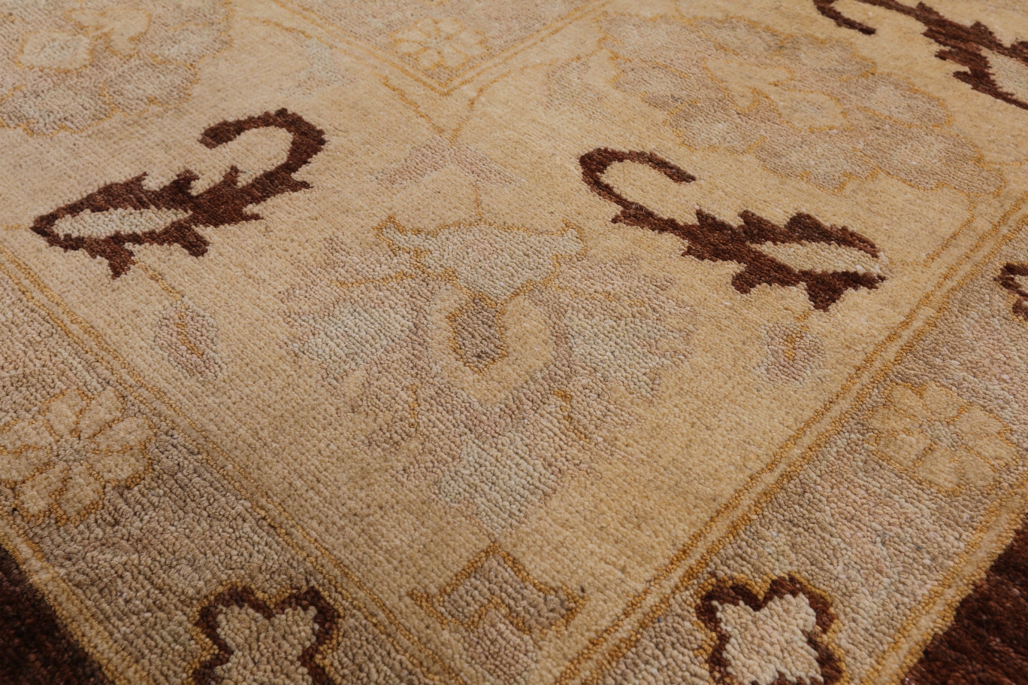Brown Chobi Peshawar Handmade Wool Rug - 8' 5" x 10' 1" - Golden Nile