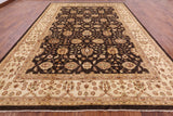 Brown Chobi Peshawar Handmade Wool Area Rug - 9' 10" x 13' 10" - Golden Nile