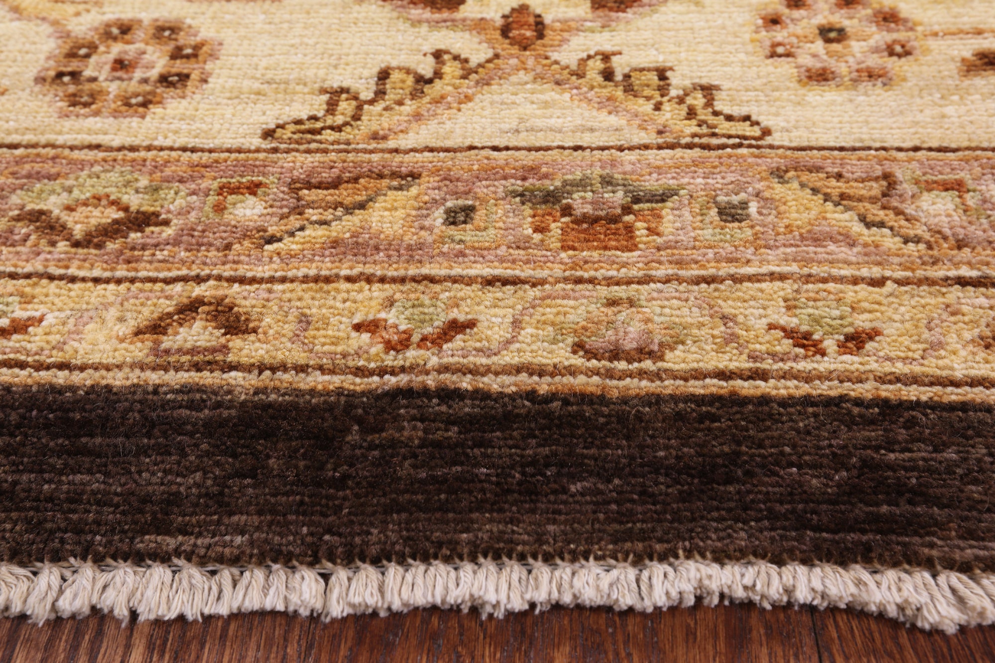 Brown Chobi Peshawar Handmade Wool Area Rug - 9' 10" x 13' 10" - Golden Nile