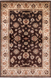 Brown Chobi Peshawar Hand Knotted Wool Area Rug - 6' 1" X 9' 2" - Golden Nile