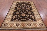 Brown Chobi Peshawar Hand Knotted Wool Area Rug - 6' 1" X 9' 2" - Golden Nile