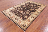 Brown Chobi Peshawar Hand Knotted Wool Area Rug - 6' 1" X 9' 2" - Golden Nile