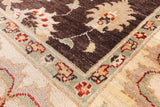 Brown Chobi Peshawar Hand Knotted Wool Area Rug - 6' 1" X 9' 2" - Golden Nile