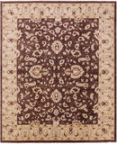 Brown Chobi Peshawar Handmade Wool Area Rug - 8' 1" X 9' 10" - Golden Nile