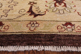 Brown Chobi Peshawar Handmade Wool Area Rug - 8' 1" X 9' 10" - Golden Nile