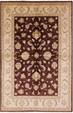 Brown Chobi Peshawar Hand Knotted Wool Area Rug - 6' 0" X 9' 2" - Golden Nile