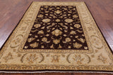 Brown Chobi Peshawar Hand Knotted Wool Area Rug - 6' 0" X 9' 2" - Golden Nile