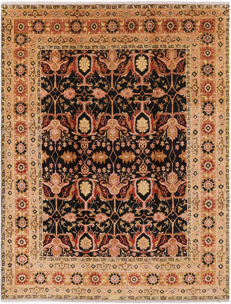 Peshawar Hand Knotted Wool Area Rug - 9' 1" X 11' 10" - Golden Nile