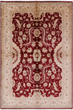 Red Chobi Peshawar Handmade Wool Area Rug - 6' 7" X 9' 8" - Golden Nile