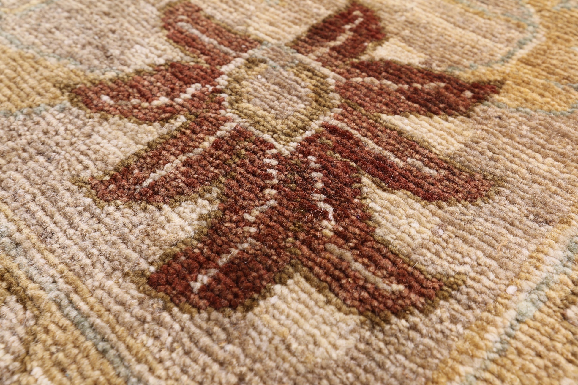 Brown Chobi Peshawar Hand Knotted Wool Area Rug - 6' 0" X 8' 9" - Golden Nile