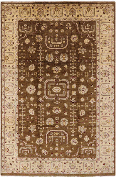 Chobi Peshawar Handmade Wool Area Rug - 8' 1" X 12' 4" - Golden Nile