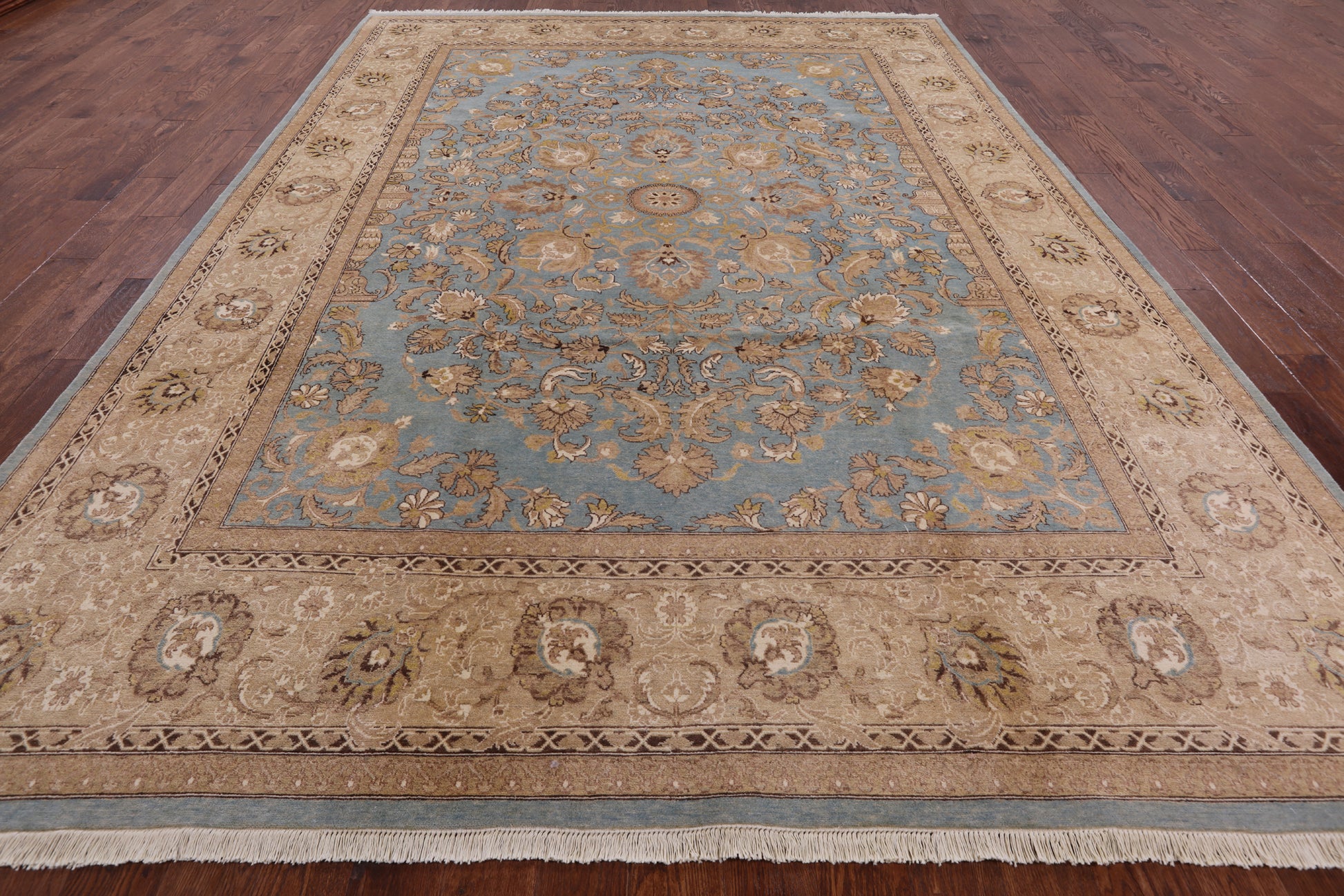 Blue Peshawar Handmade Wool Rug - 9' 1" X 12' 6" - Golden Nile