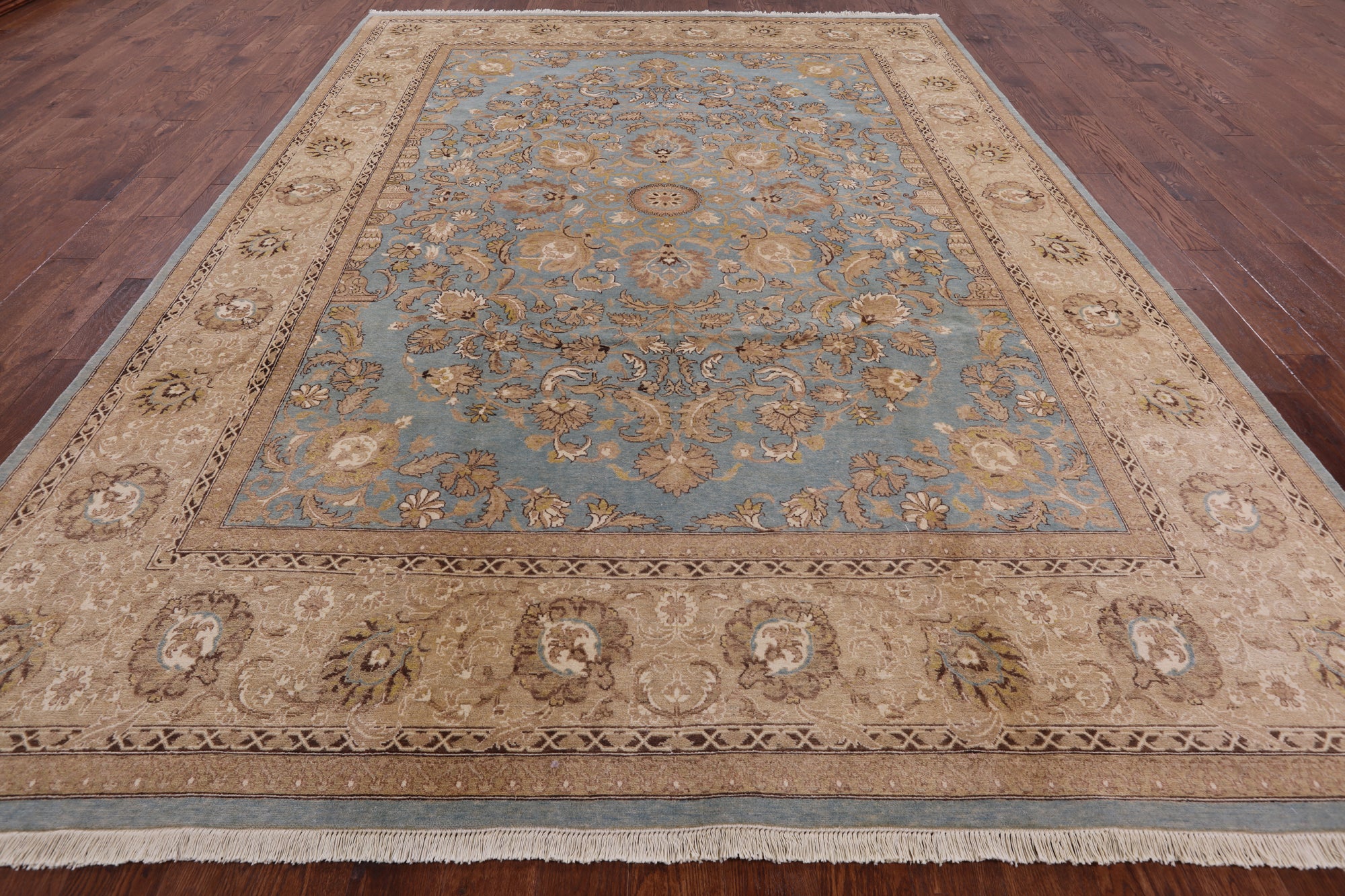 Blue Peshawar Handmade Wool Rug - 9' 1" X 12' 6" - Golden Nile