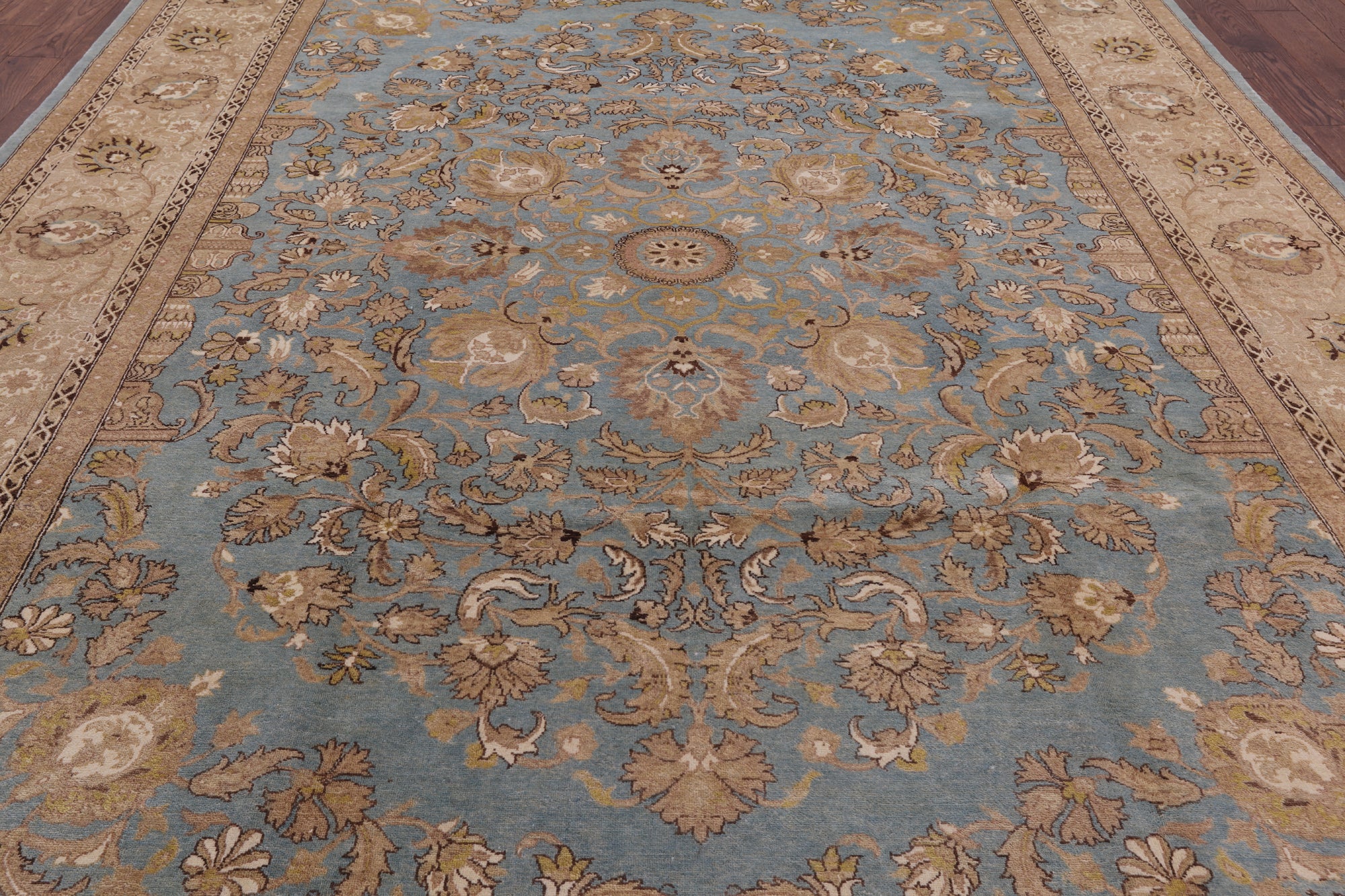 Blue Peshawar Handmade Wool Rug - 9' 1" X 12' 6" - Golden Nile