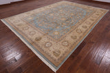 Blue Peshawar Handmade Wool Rug - 9' 1" X 12' 6" - Golden Nile