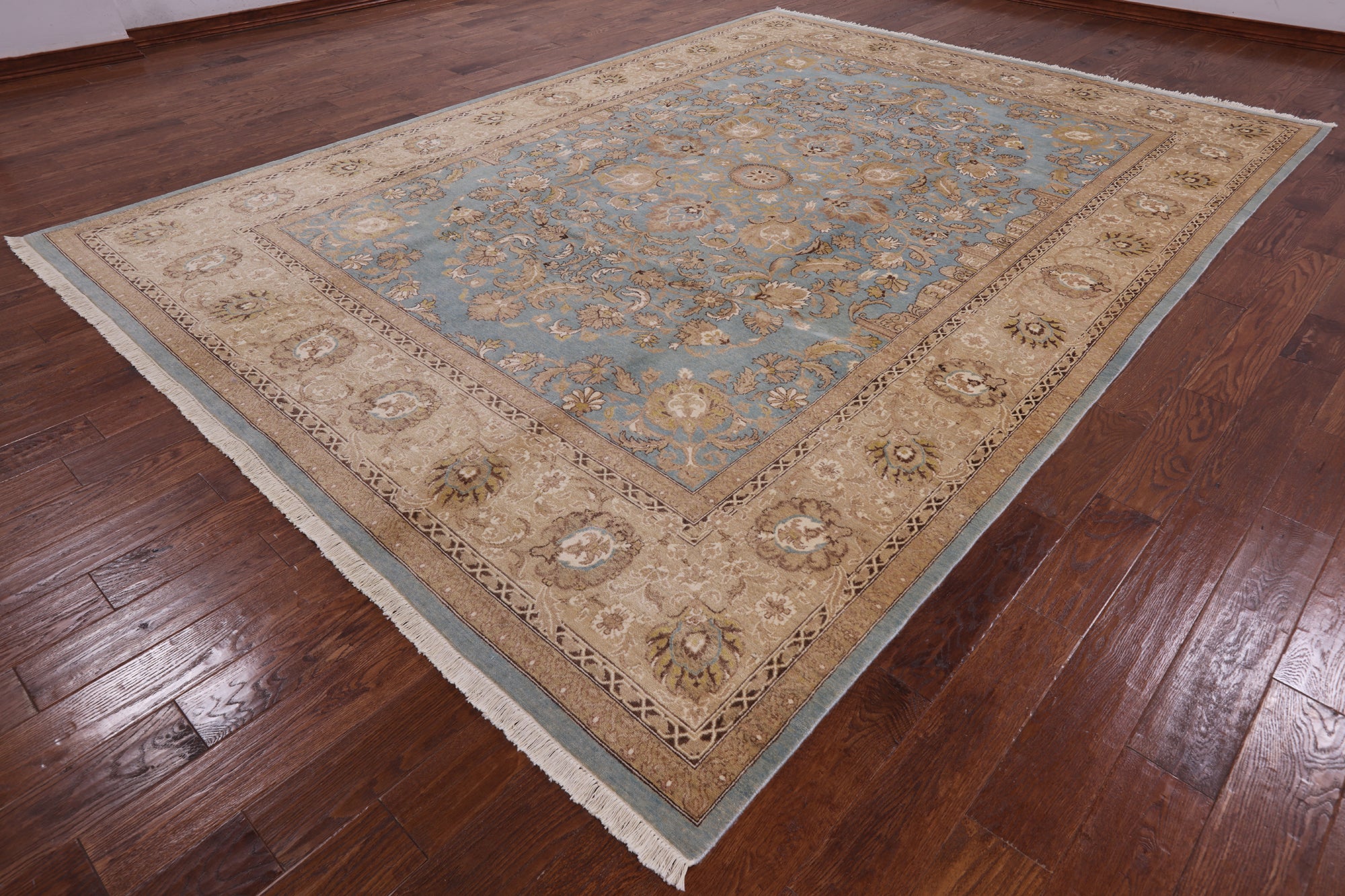 Blue Peshawar Handmade Wool Rug - 9' 1" X 12' 6" - Golden Nile