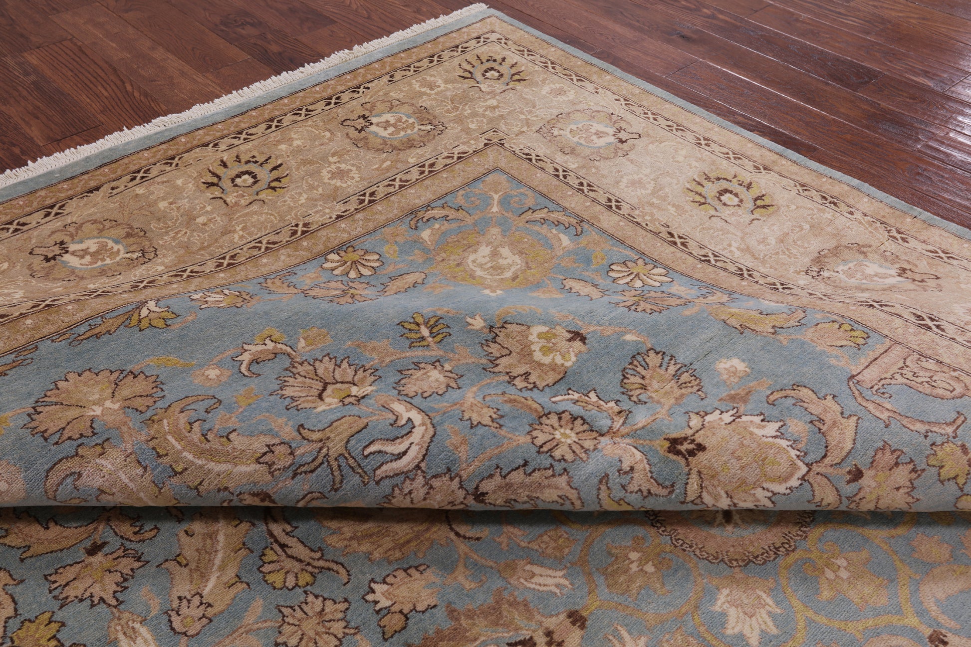 Blue Peshawar Handmade Wool Rug - 9' 1" X 12' 6" - Golden Nile