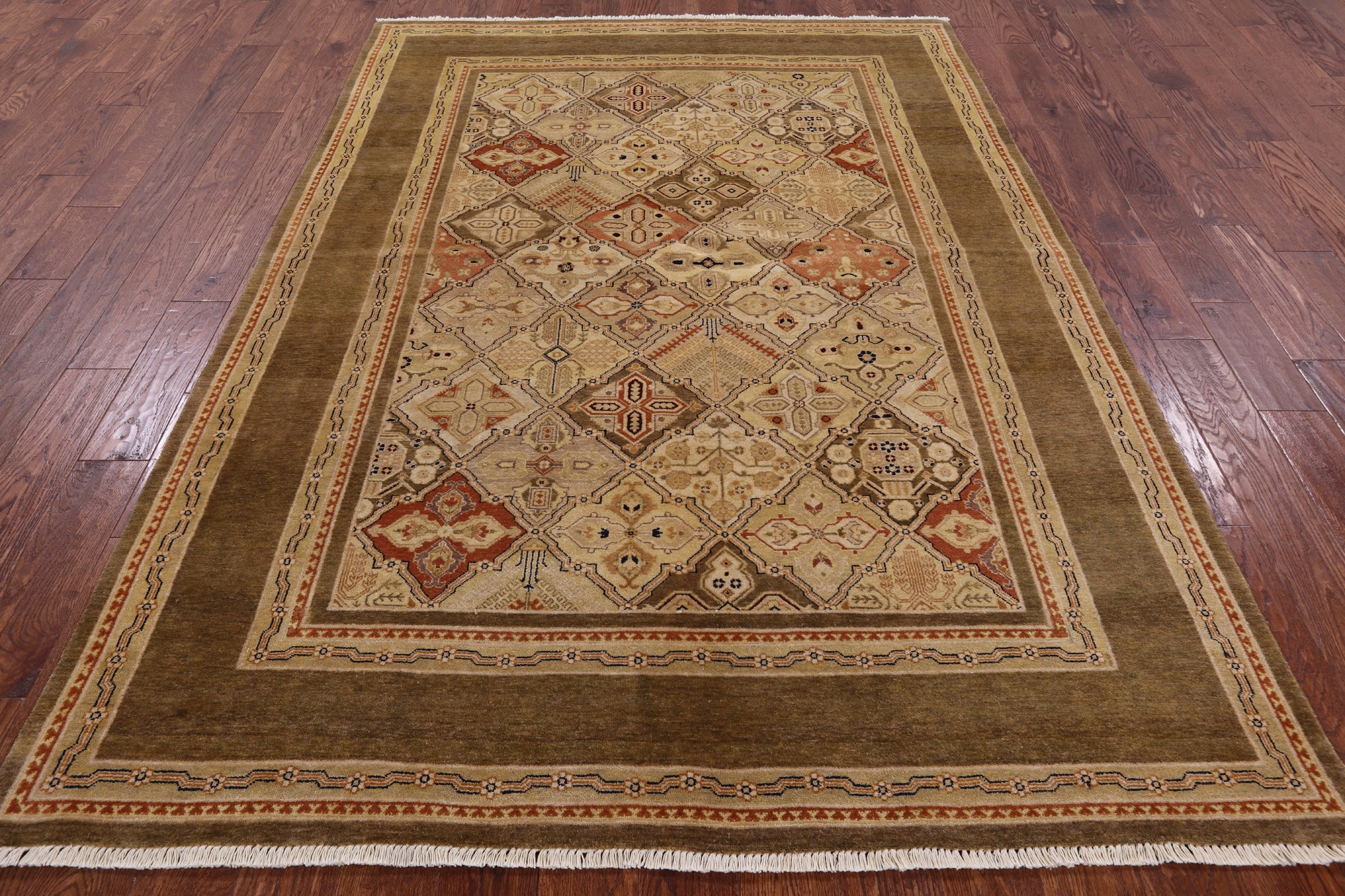 Chobi Peshawar Handmade Wool Rug - 6' 1" X 8' 7" - Golden Nile