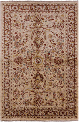 Ivory Chobi Peshawar Hand Knotted Wool Rug - 6' 0