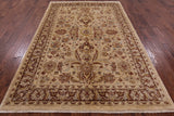 Ivory Chobi Peshawar Hand Knotted Wool Rug - 6' X 9' - Golden Nile