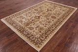Ivory Chobi Peshawar Hand Knotted Wool Rug - 6' 0" X 9' 0" - Golden Nile