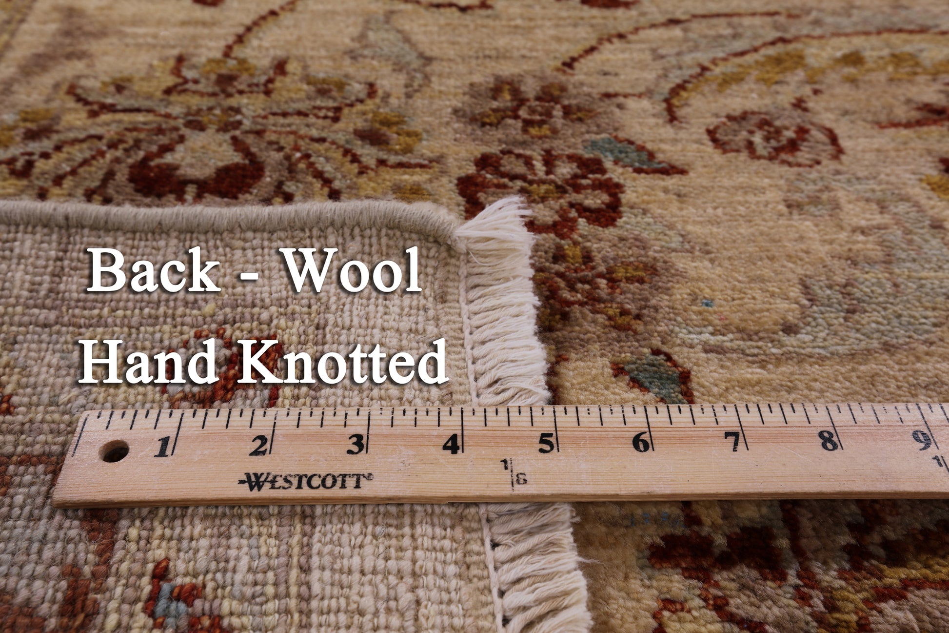 Ivory Chobi Peshawar Hand Knotted Wool Rug - 6' 0" X 9' 0" - Golden Nile