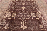 Brown Chobi Peshawar Handmade Wool Rug - 8' 1" X 10' 3" - Golden Nile