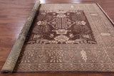 Brown Chobi Peshawar Handmade Wool Rug - 8' 1" X 10' 3" - Golden Nile