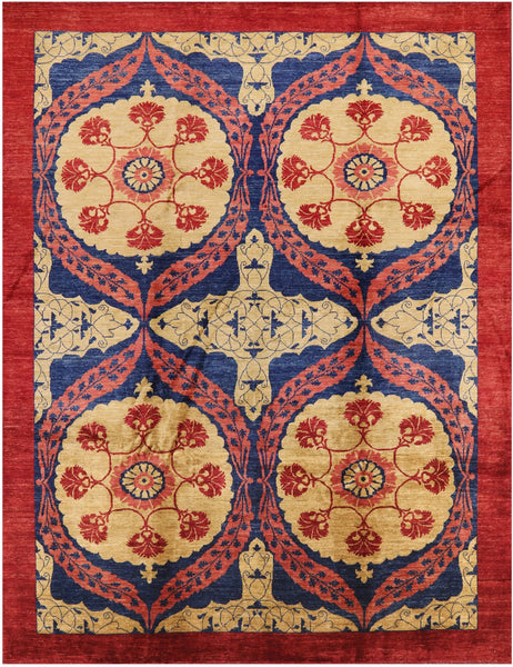 Peshawar Hand Knotted Wool Rug - 8' 8" X 11' 1" - Golden Nile