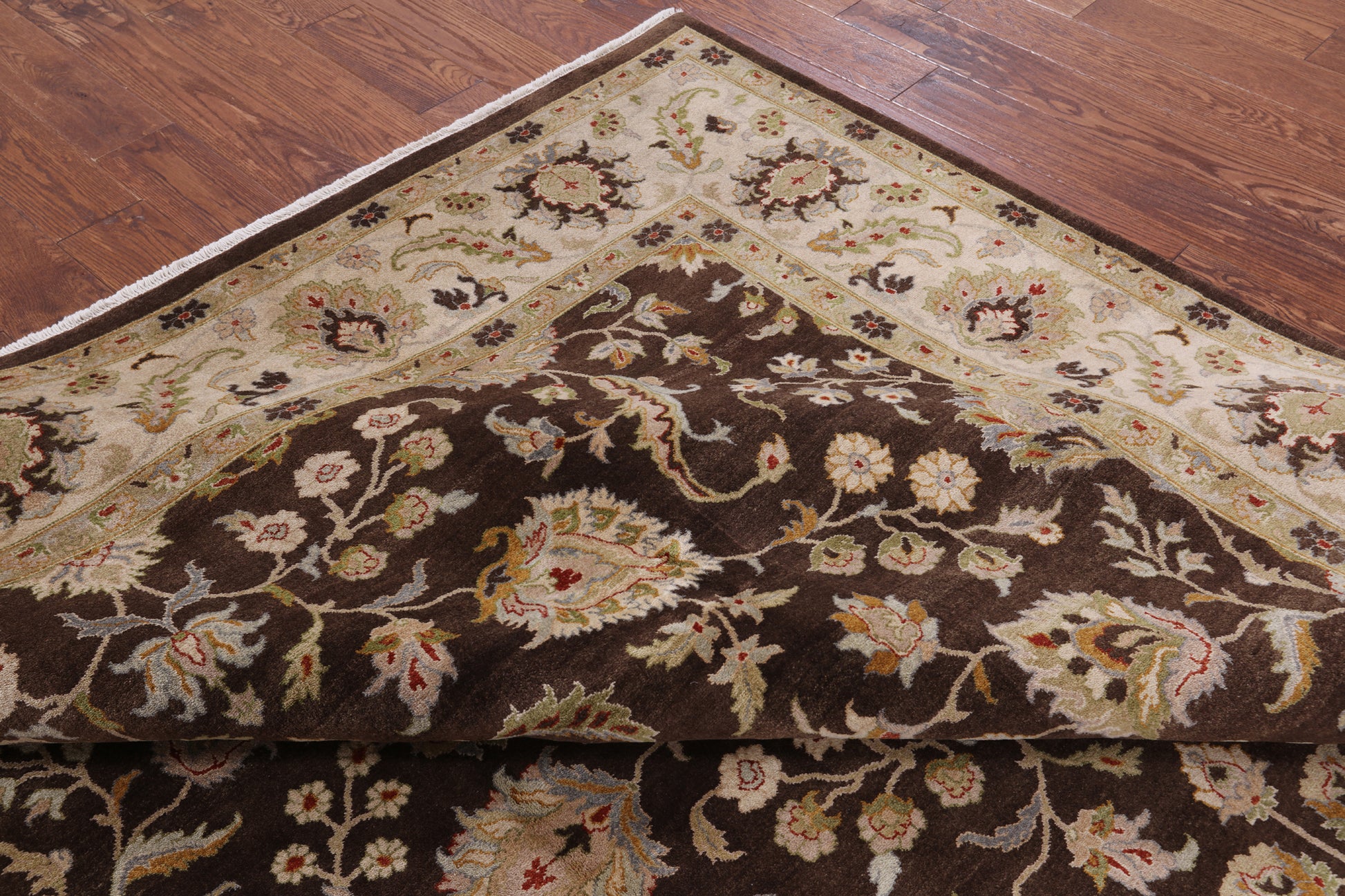 Brown Chobi Peshawar Hand Knotted Wool Rug - 8' 3" X 10' 3" - Golden Nile