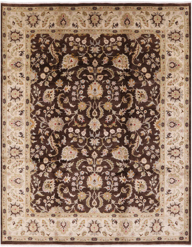 Brown Chobi Peshawar Hand Knotted Wool Rug - 8' 3