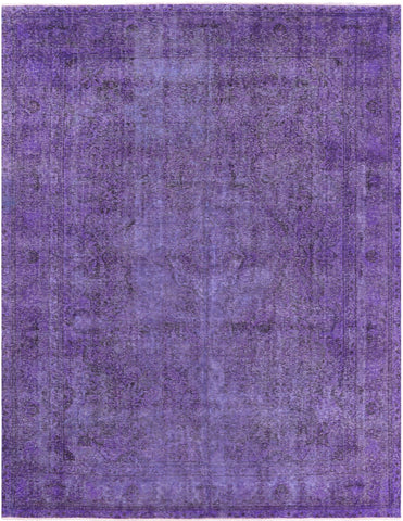 Purple Persian Overdyed Hand Knotted Wool Area Rug - 9' 10