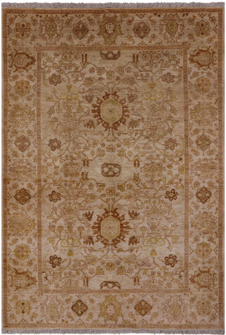 Ivory Chobi Peshawar Handmade Wool Rug - 6' 0