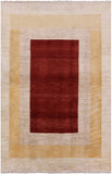 Modern Gabbeh Hand Knotted Area Rug 4 X 6 - Golden Nile